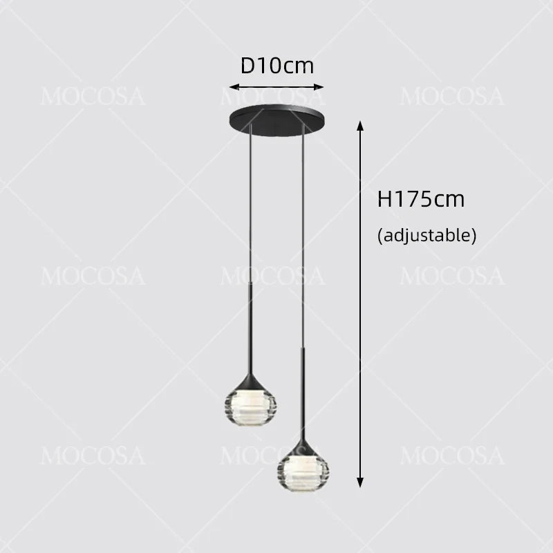 Black Water Drop Acrylic LED Pendant Light - Decorbites
