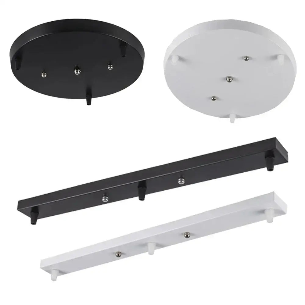 Black and white ceiling-mounted hook racks with sleek design paired with 3 head pendant light base canopy plate chandelier
