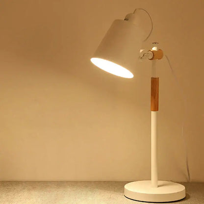 Black and white decorbites adjustable wood desk lamp with wooden accent and warm light for bedroom study decor