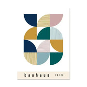 DecorBites™ canvas print with white modernism features navy blue mustard yellow teal and soft pink geometric design for home wall art