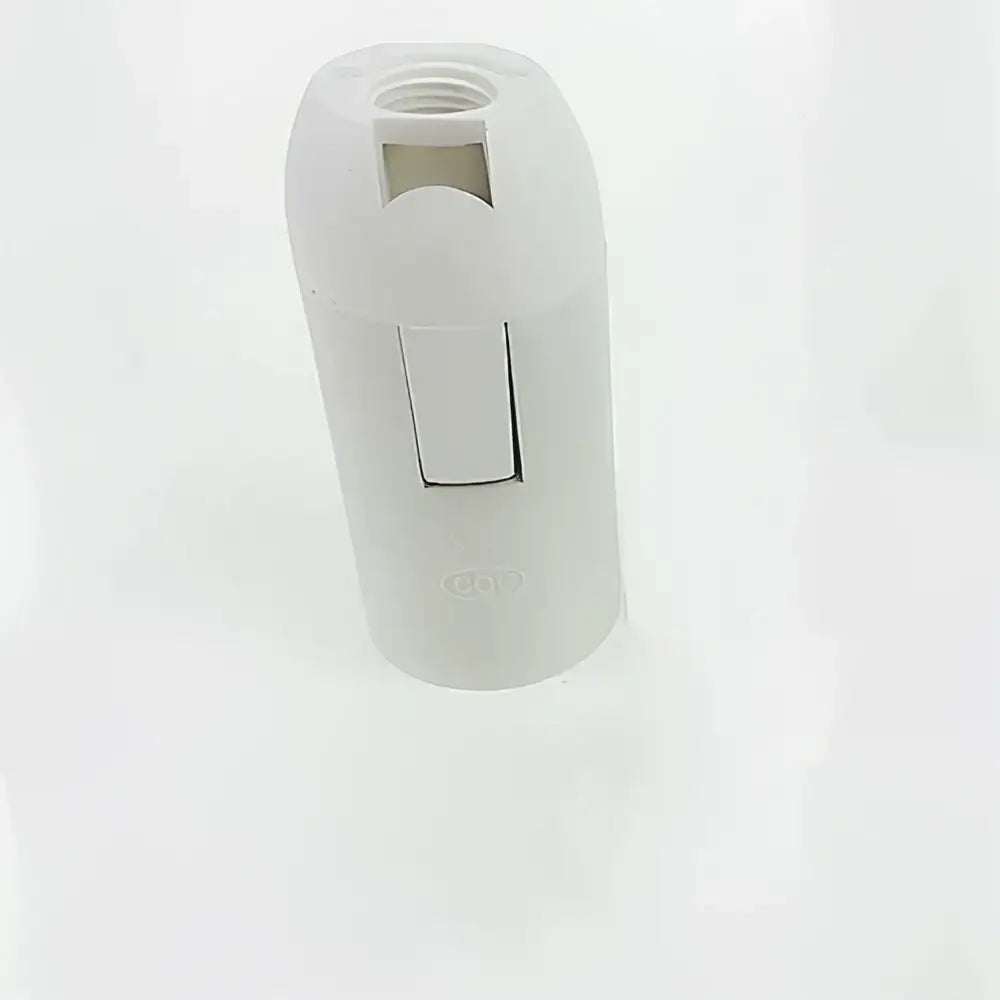 White plastic lamp holder socket with rectangular slot and threaded top for black and white living room luminaire holder socket