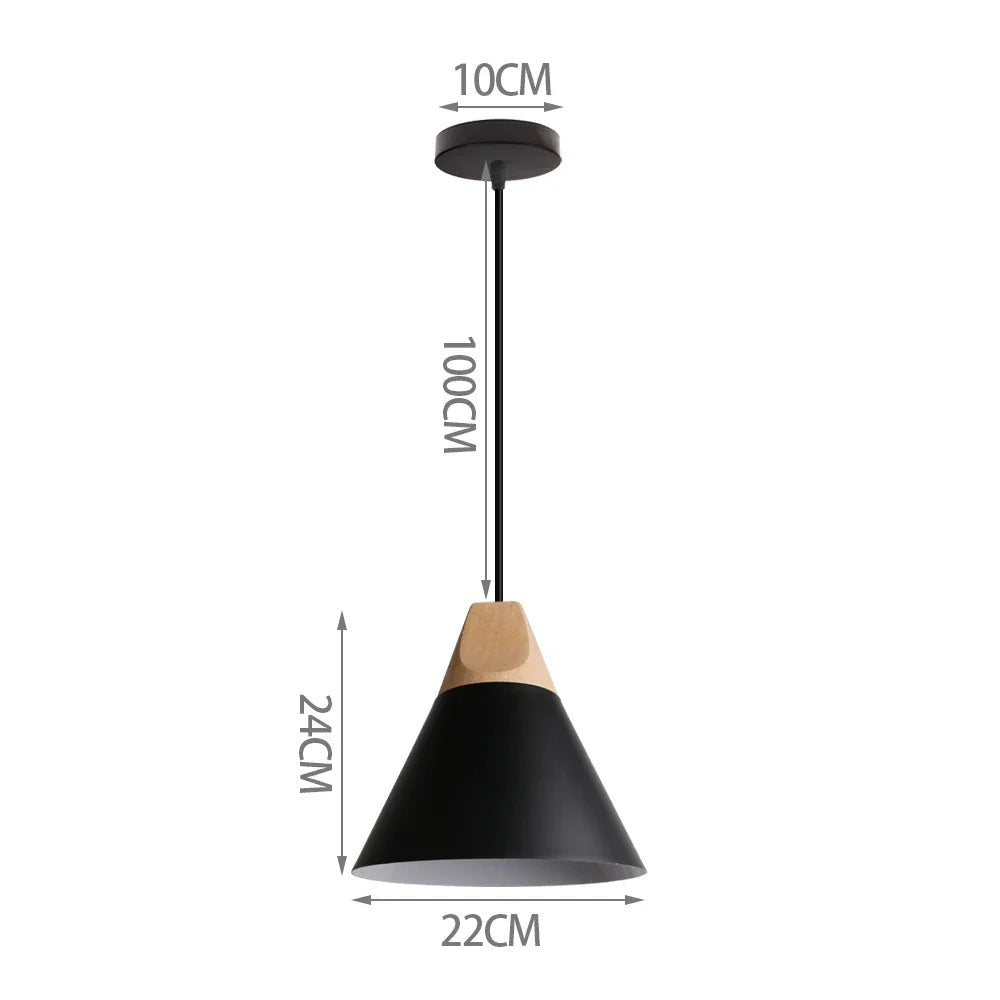 Black Wood Industrial Pendant Light - Decorbites