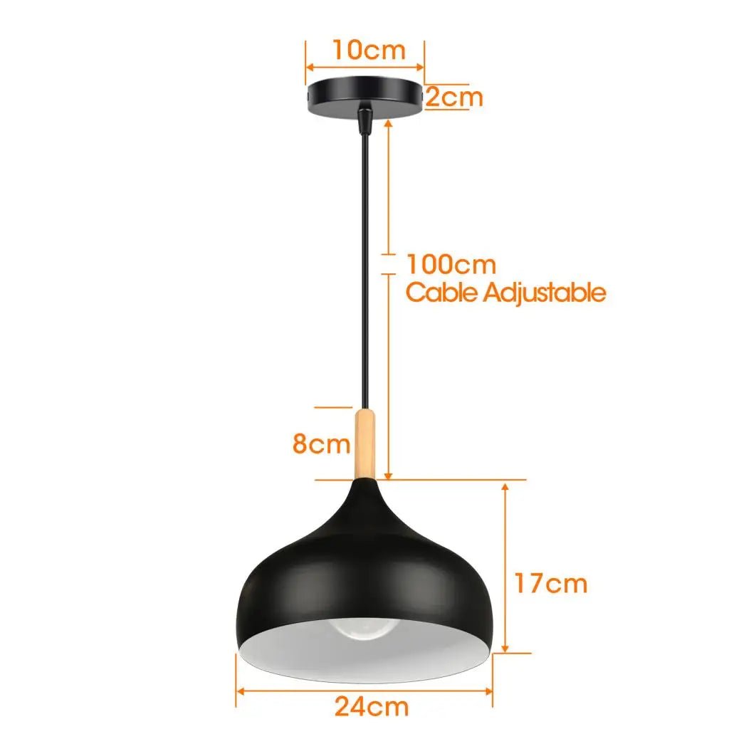 Black Wood Industrial Pendant Light - Decorbites
