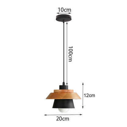 Black Wood Industrial Pendant Light - Decorbites