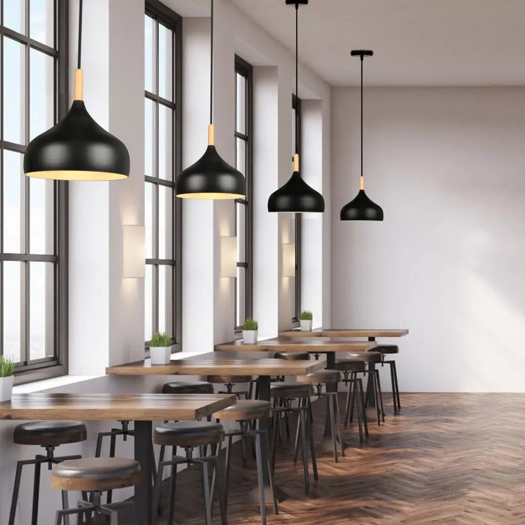 Black Wood Industrial Pendant Light - Decorbites