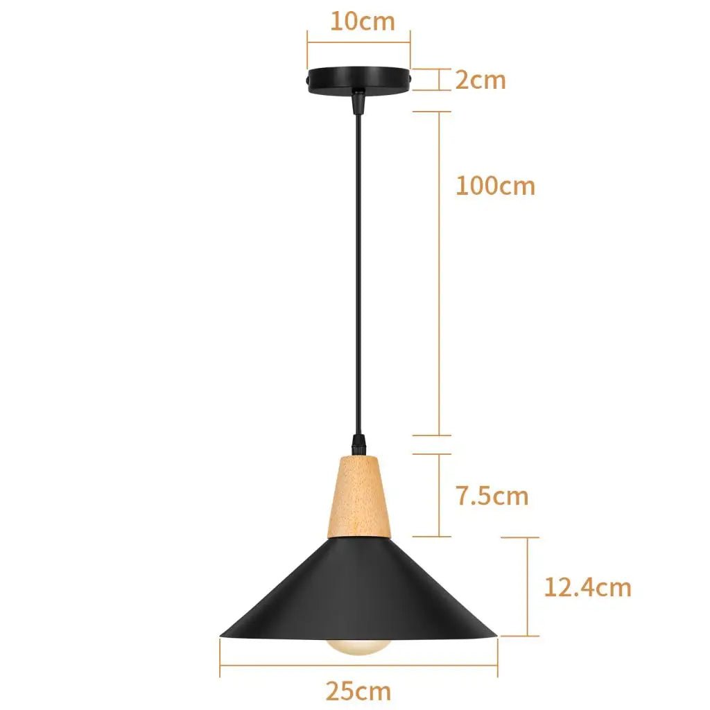 Black Wood Industrial Pendant Light - Decorbites