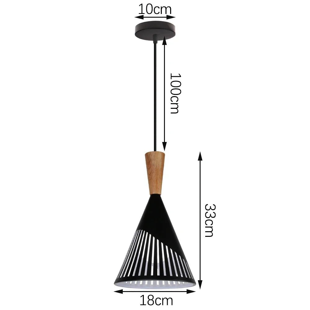 Black Wood Industrial Pendant Light - Decorbites