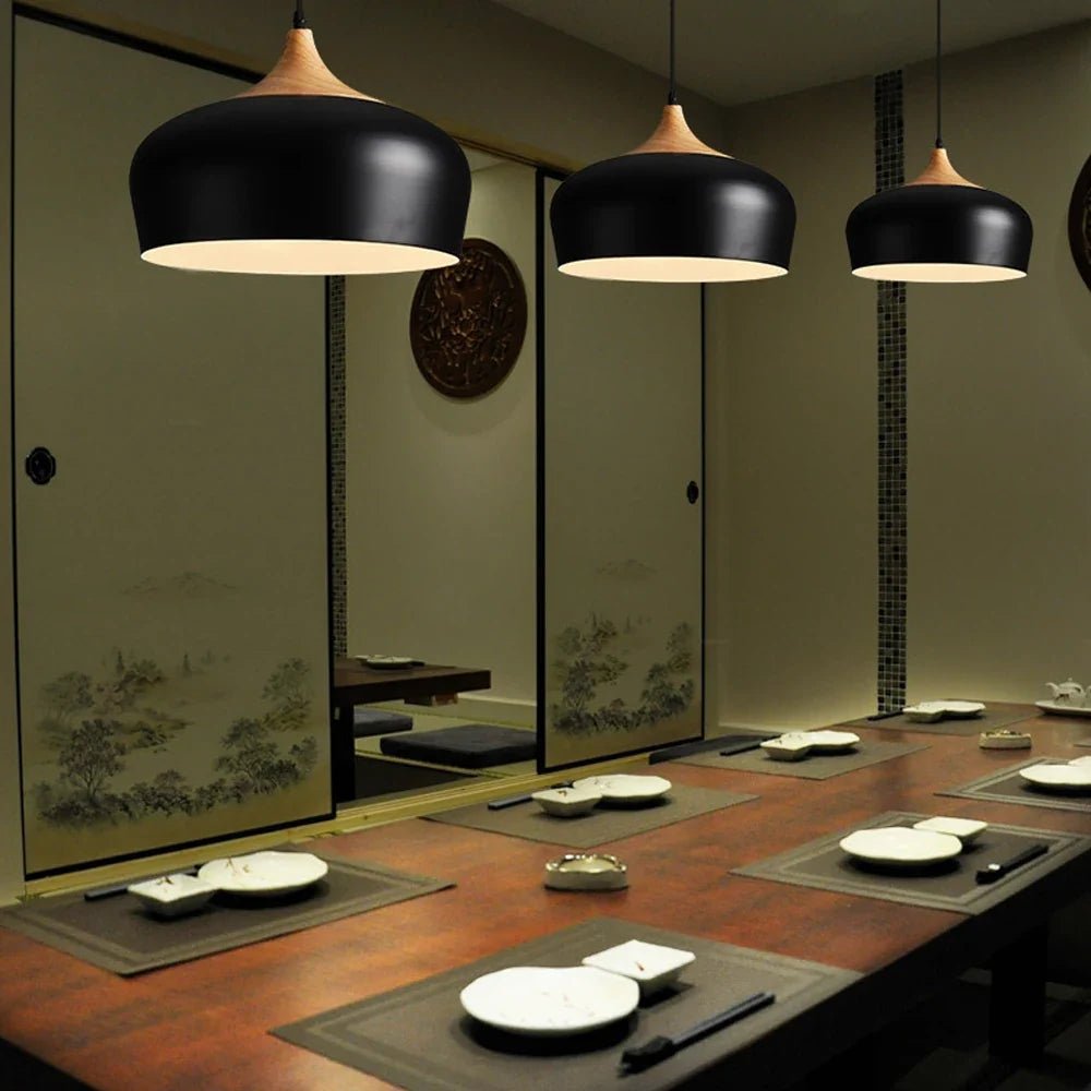 Black Wood Industrial Pendant Light - Decorbites