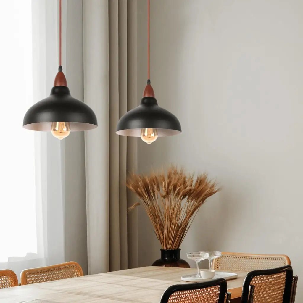 Black Wood Industrial Pendant Light - Decorbites