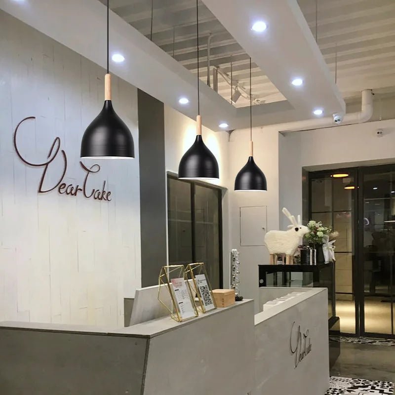 Black Wood Industrial Pendant Light - Decorbites