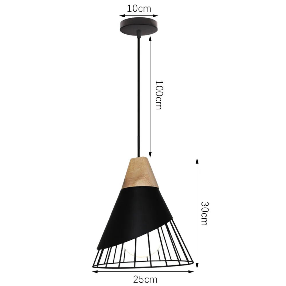 Black Wood Industrial Pendant Light - Decorbites