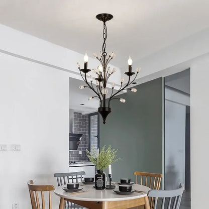 Black wrought iron crystal led chandelier with crystal accents for dining room decorbites crystal led lighting
