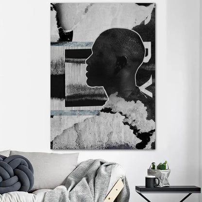 Black and white abstract portrait poster prints with stylized silhouette for home decor by DecorBites™ blonde ocean posters