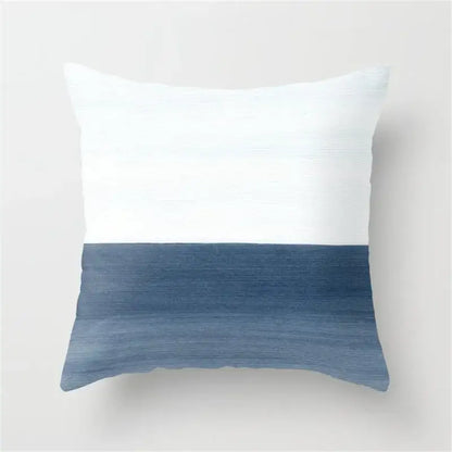 A square throw pillow with a geometric heart design featuring soft white and textured gradient blue for living room decorbites geometric heart round use