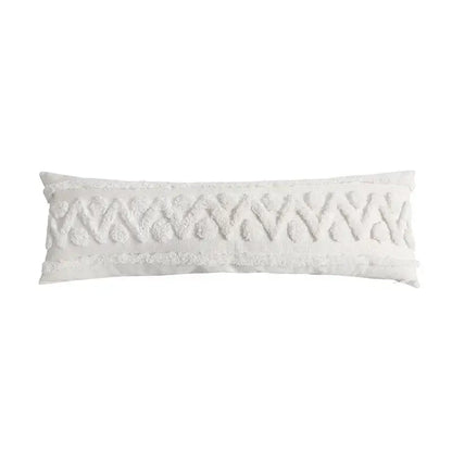 White textured throw pillow from decorbites blue geometric tufted pillowcase set with woven pattern and frayed edges