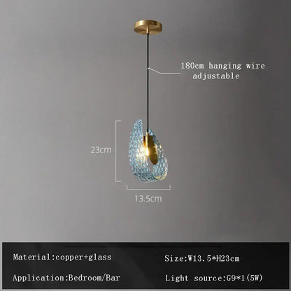 Blue glass flower ceiling chandelier with delicate glass pendant and copper finish for dining room decorbites blue glass