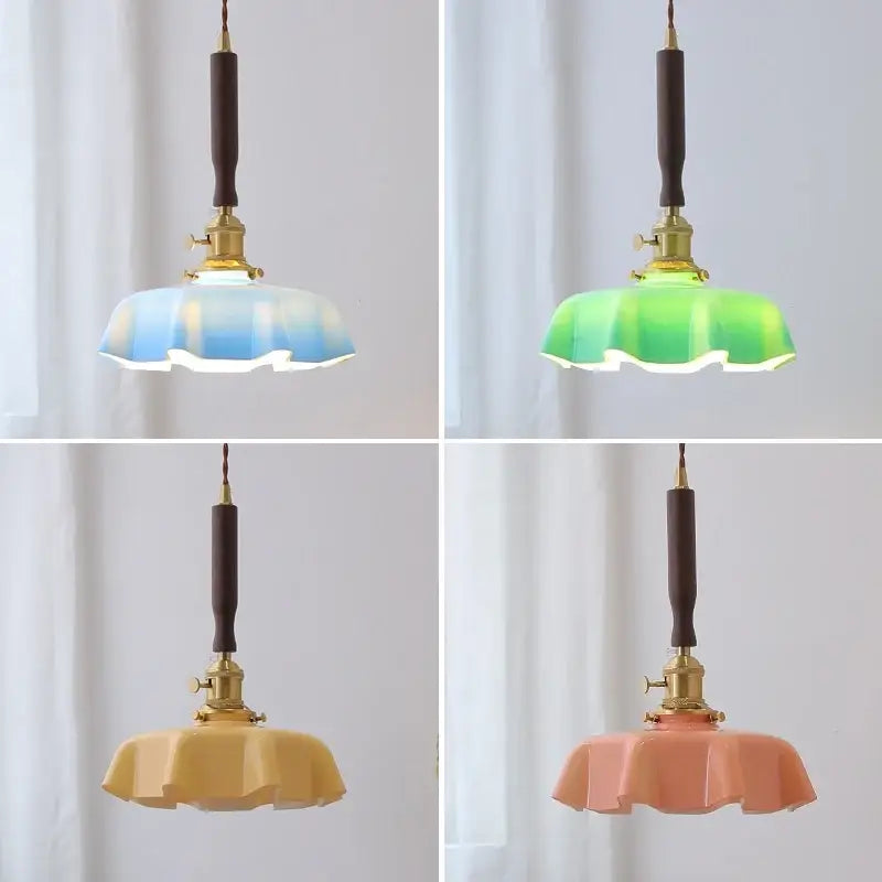 Vintage-style blue glass led pendant lamp with fluted shade and brass hardware for dining room decorbites blue glass decor