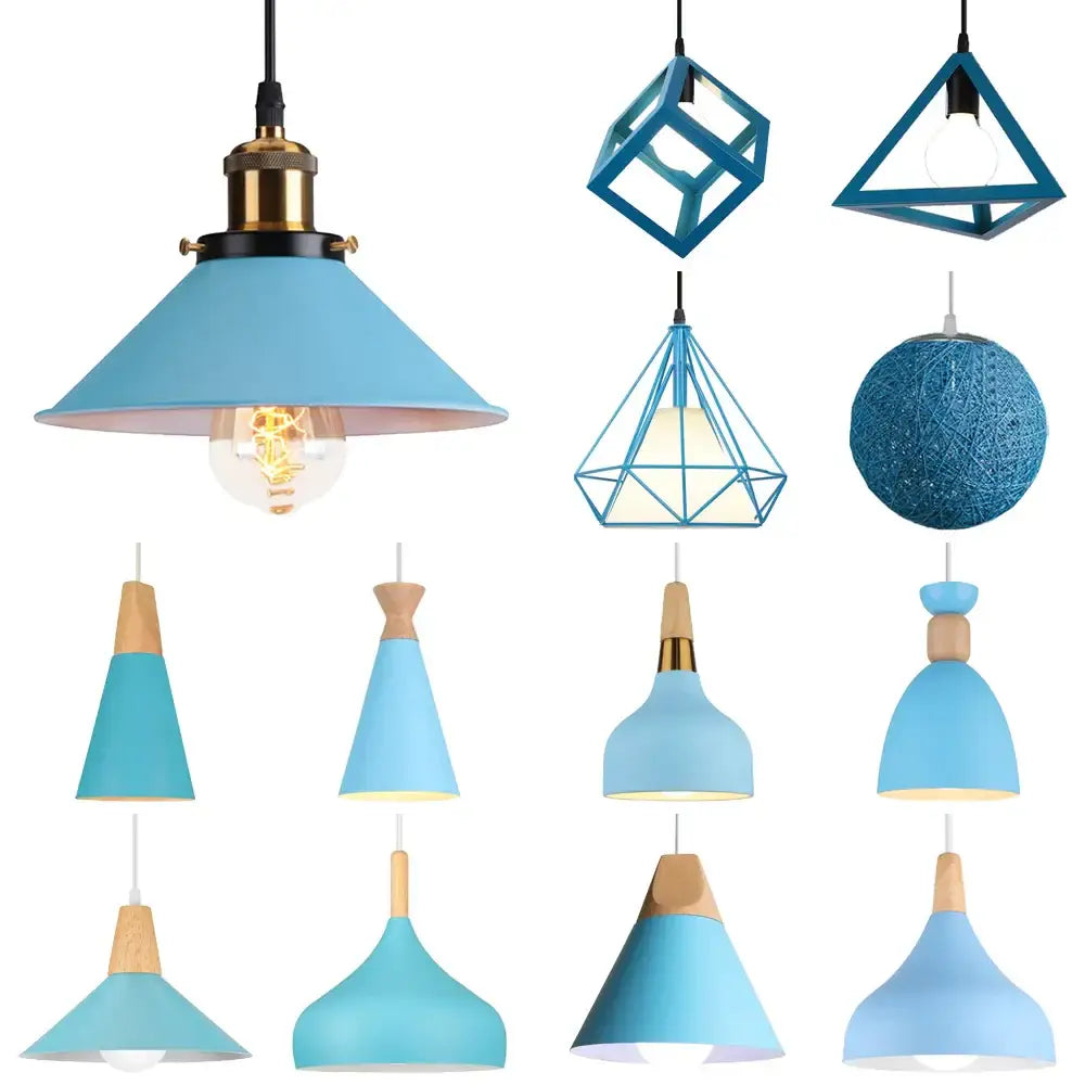 Blue matte metal pendant light with brass fixture and exposed bulb perfect for kitchens decorbites blue nordic pendant