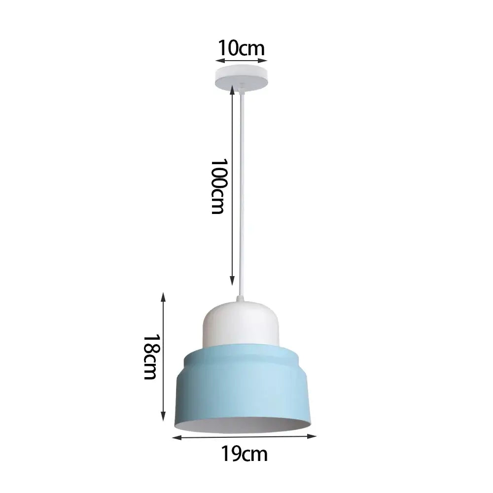 A modern two-toned blue matte metal pendant light with brass fixture featuring decorbites blue nordic design for kitchens