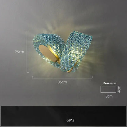 Blue queen crystal glass blue textured wall sconce with gold toned metal base for elegant staircase decorbites blue queen