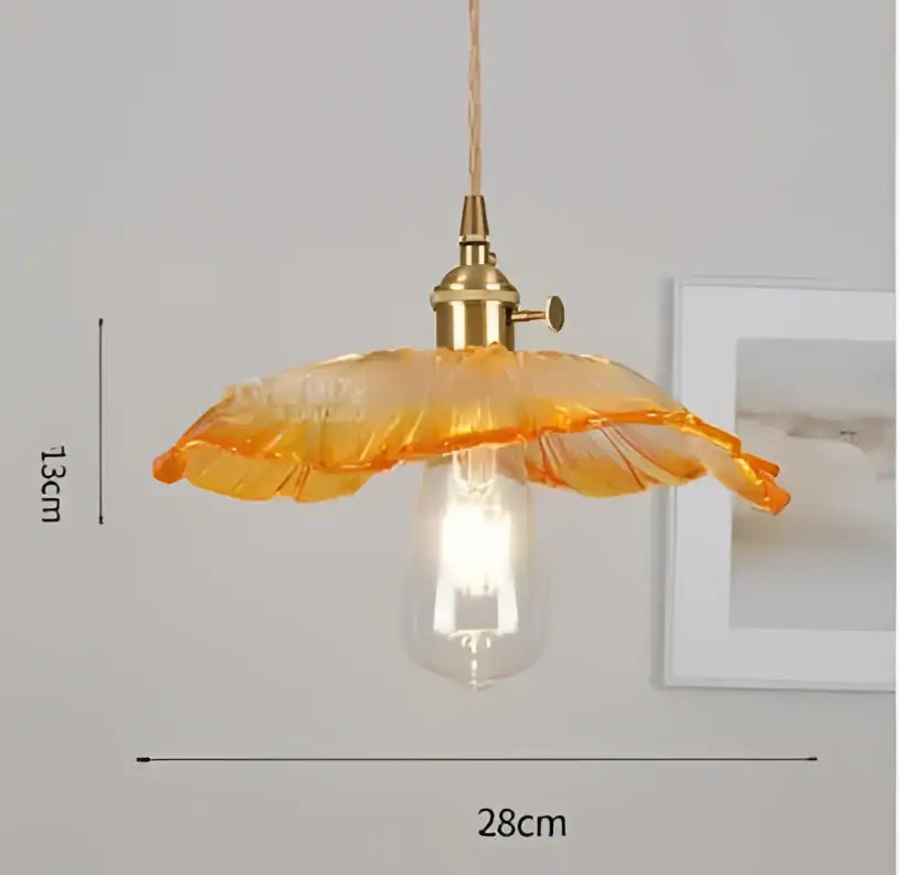 Orange glass pendant light with brass fixture and exposed bulb for decorbites pendant lights bedroom decor