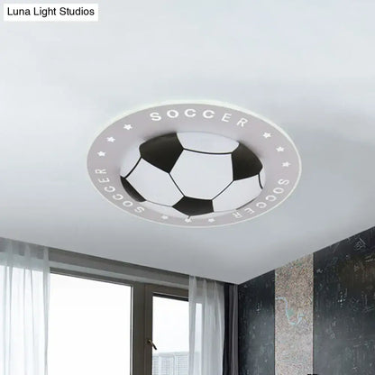 DecorBites kids led flush mount spotlight with black white soccer ball design and acrylic shade 16.5 to 20.5 inches
