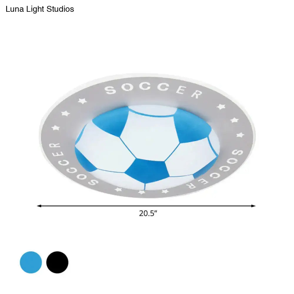 Decorbites kids led flush mount spotlight with blue and white football design acrylic shade for ceiling lighting