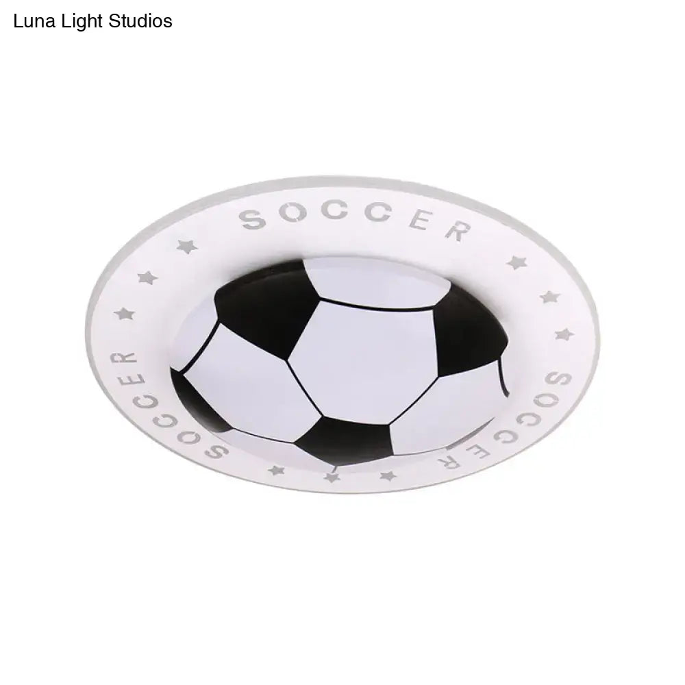 DecorBites™ kids led flush mount spotlight white ceiling light with black and white soccer ball design and star motifs