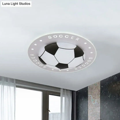 Decorbites kids led flush mount spotlight black and white soccer ball ceiling light with acrylic shade and soccer lettering