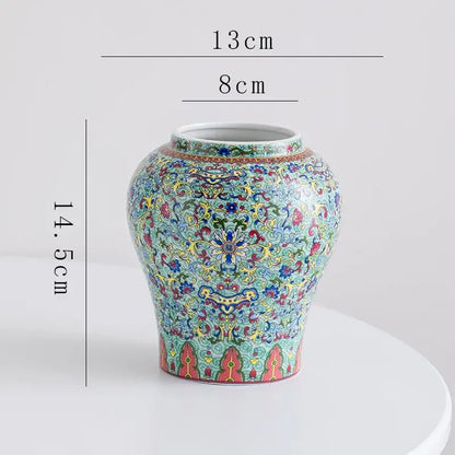 Blue white porcelain floral vase decorbites white porcelain ceramic decor with vibrant turquoise yellow and red patterns