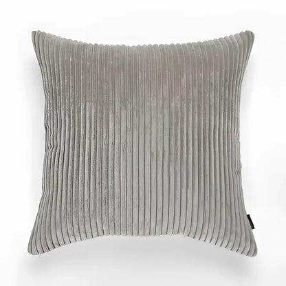 Gray corduroy throw pillow with vertical ribbed texture featuring decorbites corduroy flocking pillow cover design