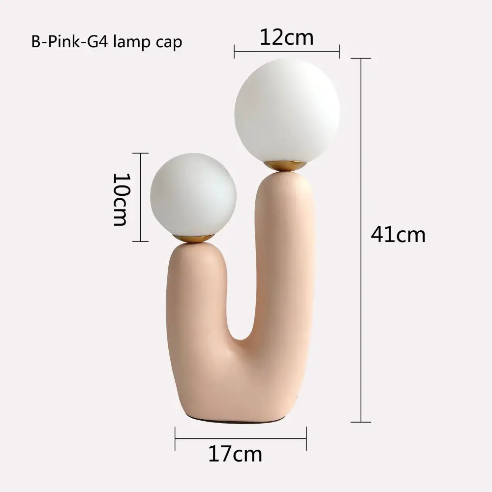 Blush pink ceramic table lamp with two frosted white glass ball led shades for bedroom decorbites glass ball design
