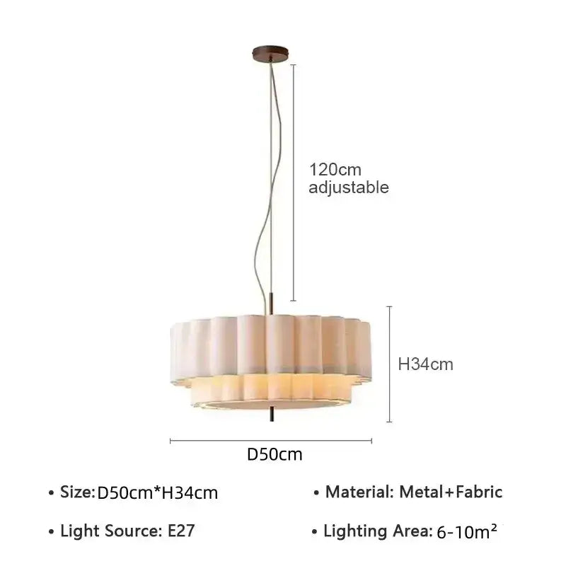 Bohemia fabric chandelier pendant light with tiered fabric shades and warm glow for living room by decorbites