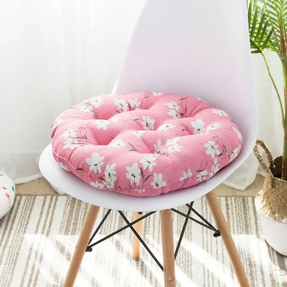 Pink floral cushion pouf with tufted design and soft fabric in bohemian blue green and red geometric meditation cushion pouf