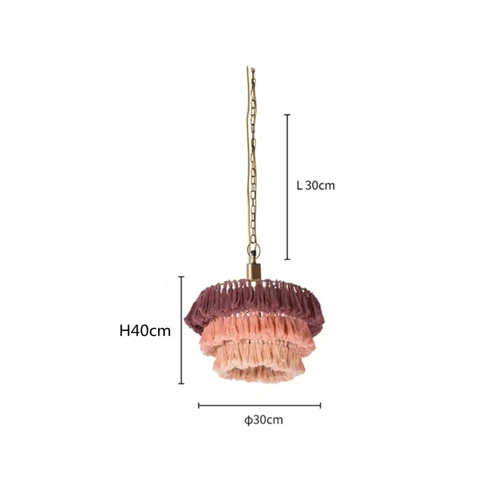 Bohemian vintage fela pink tassel pendant light with cascading fringes in mauve and blush pink for bedroom decorbites decor