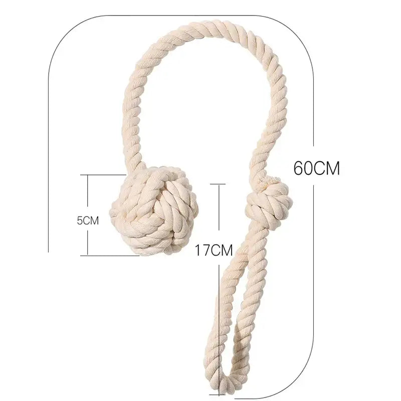 Boho cream decorbites handwoven cotton curtain tieback with braided rope, knotted ball, and loop handle for living room decor