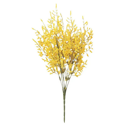 Boho wicker basket with vibrant yellow decorbites forever dancing grass flowers and delicate pink and white accents
