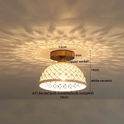White ceramic pendant light with woven lattice design and brass iron mounting for wood led ceiling bedroom decorbites copper wood