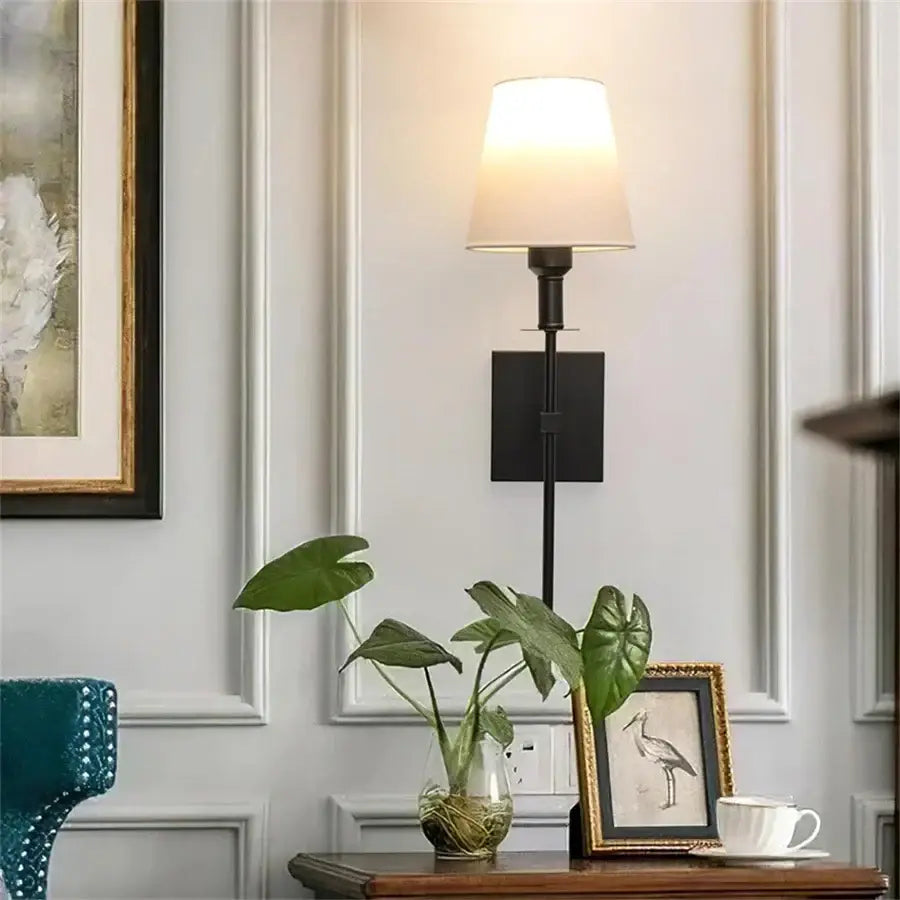Black wall sconce with a cream decorbites cloth lampshade for bathroom mirror cloth lampshade wall sconce pair