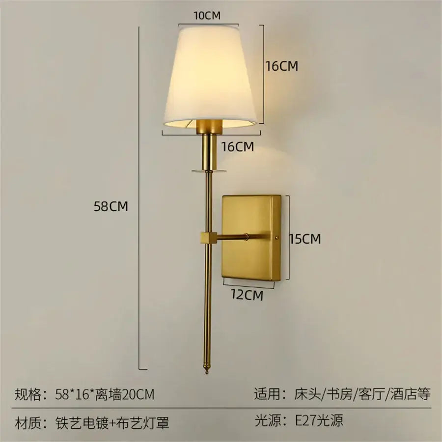 Brass wall sconce with gold finish and cream decorbites cloth lampshade for bathroom mirror decorbites cloth lampshade wall