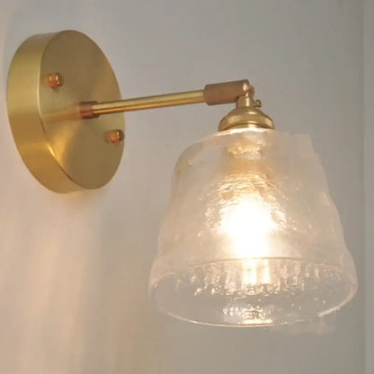 Brass clear glass led wall sconce with textured translucent glass shade and pull chain for bedroom decorbites clear glass lighting
