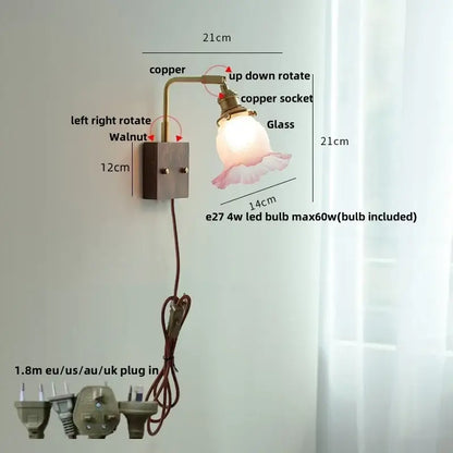 Copper wall sconce with frosted glass shade and adjustable arm from decorbites brass walnut wood bedroom light collection