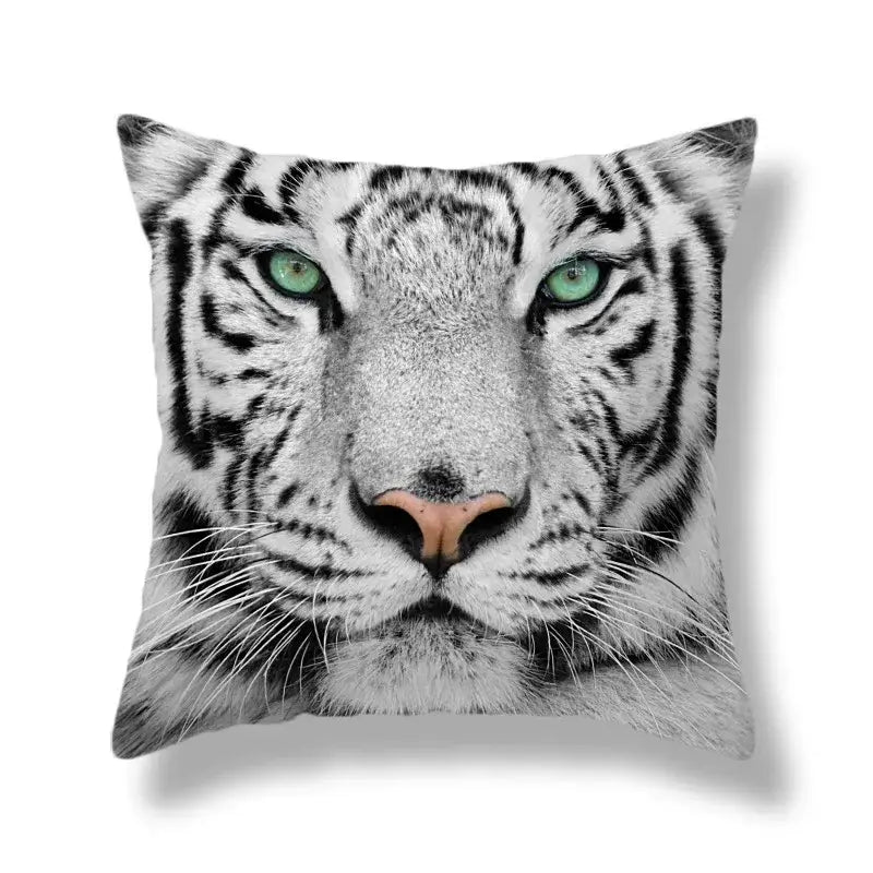 Orange and black striped brave tiger pattern print cushion cover for living room decor nine pack set