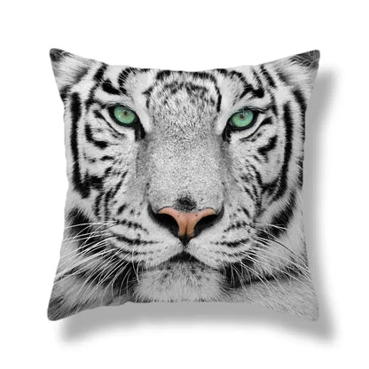 Orange and black striped brave tiger pattern print cushion cover for living room decor nine pack set