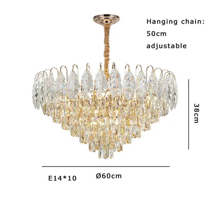 Luxurious decorbites brilliance crystal chandelier in rose gold with amber teardrop crystals and twisted brass chain for living room decor