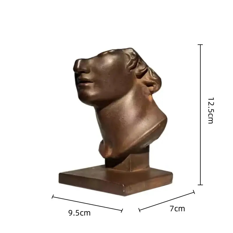 Bronze abstract human face sculpture on a square base for living room decorbites abstract human art decor