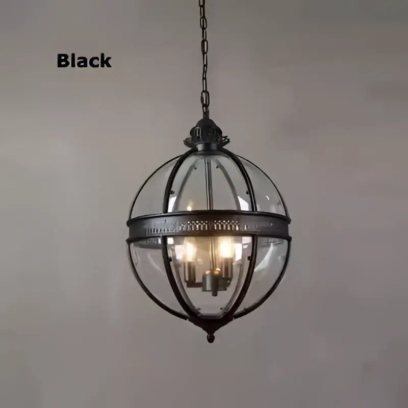 Bronze black glass globe chandelier foyer light with ornate detailing and clear glass panels for elegant decorbites bronze black decor