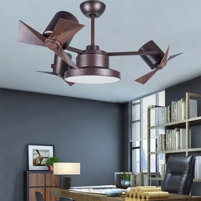 Bronze decorbites ceiling fan with wooden blades and integrated lighting for living room use