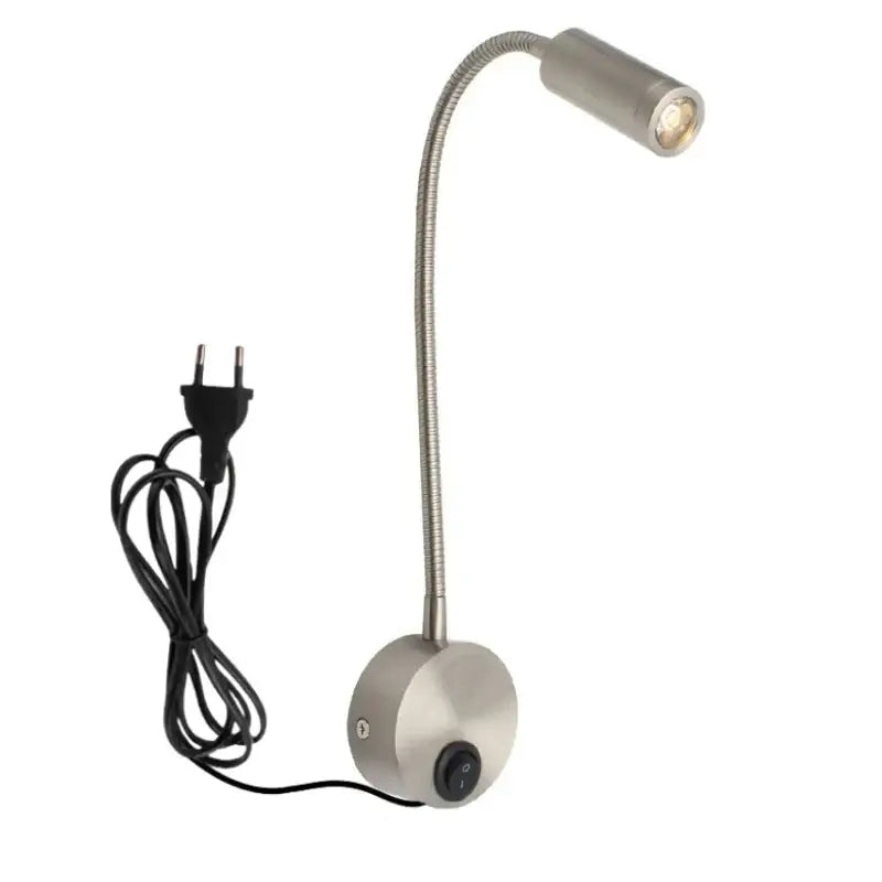 Silver gooseneck desk lamp with flexible metallic arm and cylindrical head complementing decorbites bronze gooseneck wall lamp