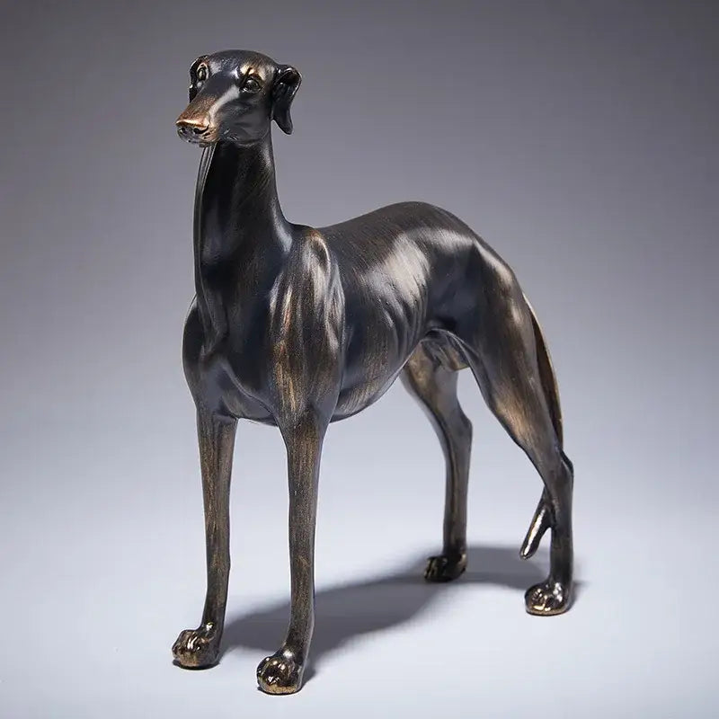 Bronze decorbites greyhound dog figurine with polished finish and detailed musculature for living room decor